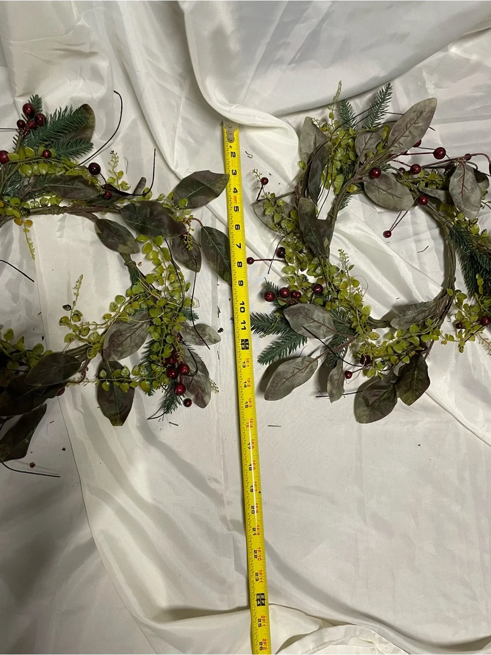 Greenery and Red Berry Faux Garland Pair